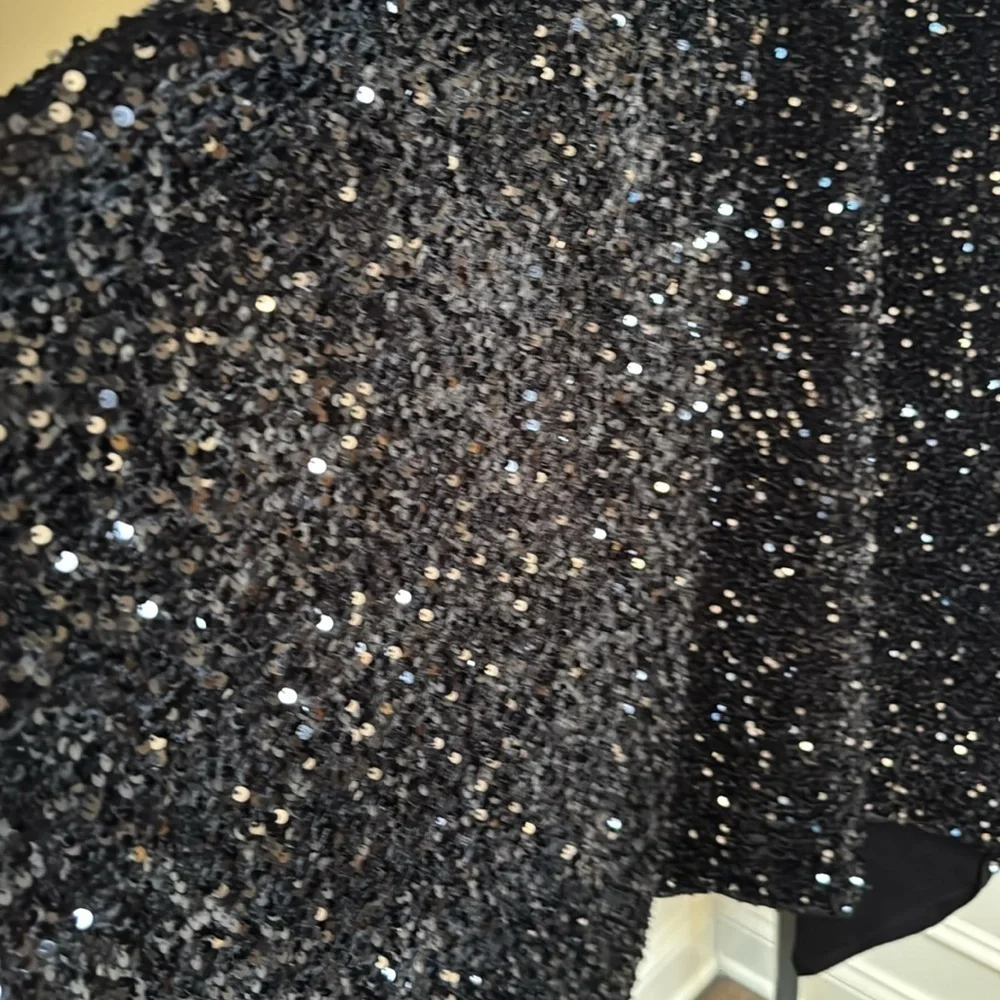 Rare and hard to find ZARA LIMITED EDITION SEQUIN CAPE / WOOL KNIT PONCHO BLACK - Picture 17 of 17
